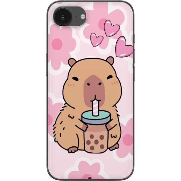 Apple iPhone 16e Genomskinligt Skal Kawaii Capybara Hjärtan A