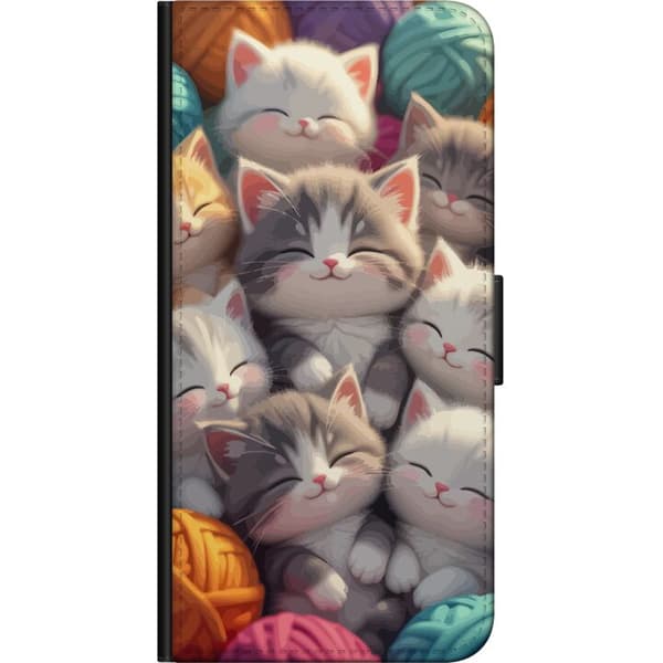 Kompatibelt Plånboksfodral till OnePlus 8 Sovande kattungar beige