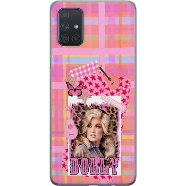 Kompatibelt Mobildeksel til Samsung Galaxy A71 Dolly Parton rosa countrycollage med gitarr rosa