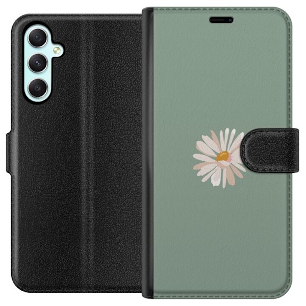 Samsung Galaxy A34 Lompakkokotelo Vihreä Minimalikukka - tyyl