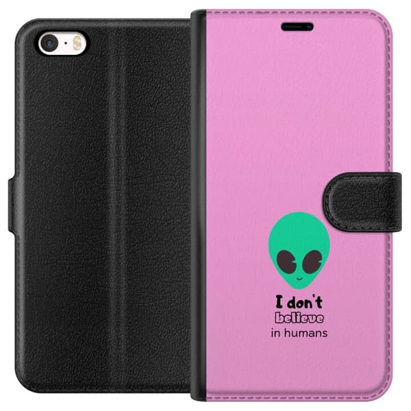 Kompatibelt Plånboksfodral till Apple iPhone 5 Jag tror inte på människor rosa