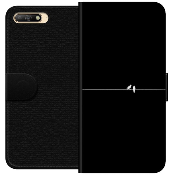 Huawei Y6 (2018) Lompakkokotelo Minimalistiset linnut musta
