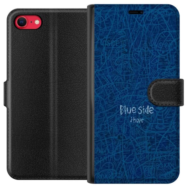 Kompatibelt Plånboksfodral till Apple iPhone 8 Blue Side klotter blå