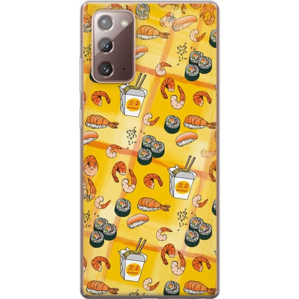 Kompatibelt Mobildeksel til Samsung Galaxy Note20 Sushi räkor och nudlar gul