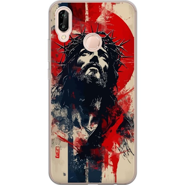 Huawei P20 lite Läpinäkyvä kuori Jeesus ristillä - kristillinen aihe vahvalla symboliikalla uskosta ja toivosta