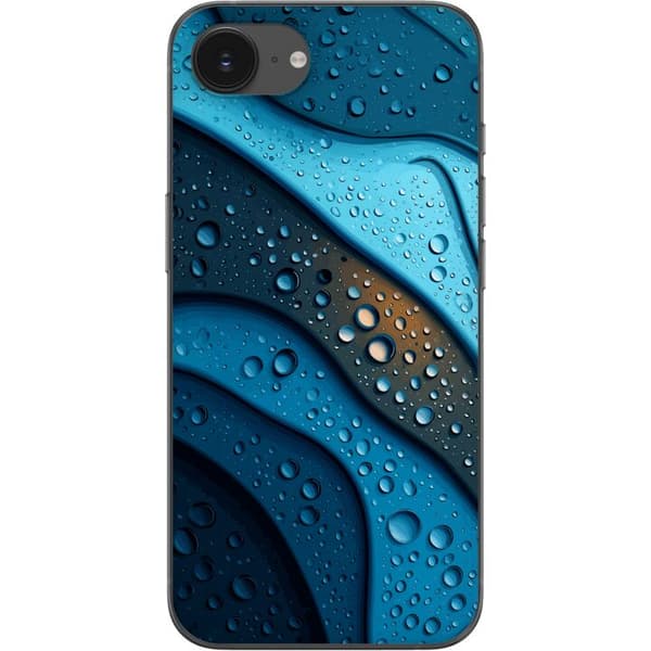 Kompatibelt Mobildeksel til Apple iPhone 17e Blå abstrakte bølger med glitrende vanndråper i moderne grafisk design blå