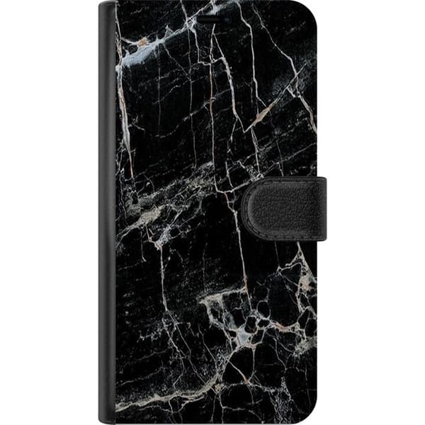 Kompatibel Tegnebogsetui til Apple iPhone 12 Sort marmor