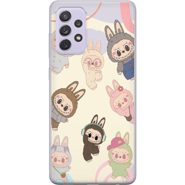 Samsung Galaxy A52s 5G Genomskinligt Skal Labubu Pop Mart Kollektion Motiv Figur Samling Design Populärt Art Toy Pop Mart Kreativ Grafiskt