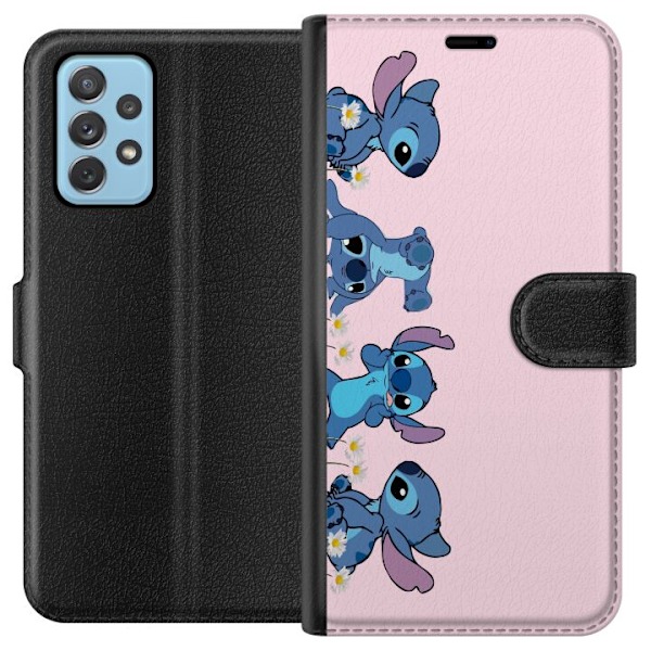 Samsung Galaxy A52 5G Plånboksfodral Stitch Skratt & Bus – Perfekt för Mobilskal eller Poster