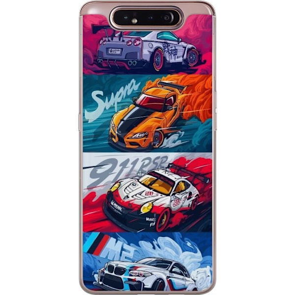 Samsung Galaxy A80 Läpinäkyvä kuori Nopeat Autot - Piirrett