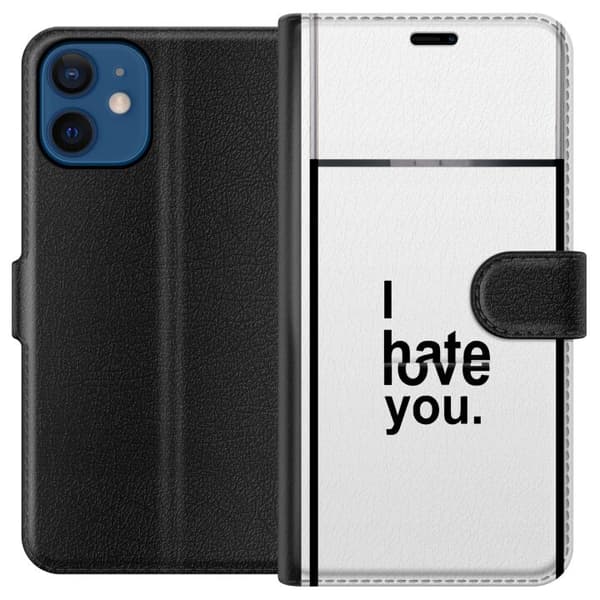 Kompatibelt Plånboksfodral till Apple iPhone 12 I Hate Love You vit