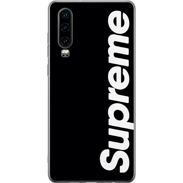 Huawei P30 Gennemsigtig cover Supreme Sort Hvid Streetwear Design Klassisk Modeikon Trend Urban Stil Grafiskt Motiv Populær