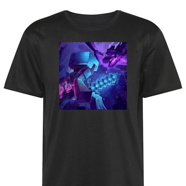Trænings T-shirt | Sport T-shirt til Voksen Minecraft sort X-Large