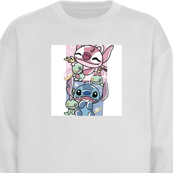 Sweatshirt for Voksen | Klassisk Collegegenser Stitch hvit M