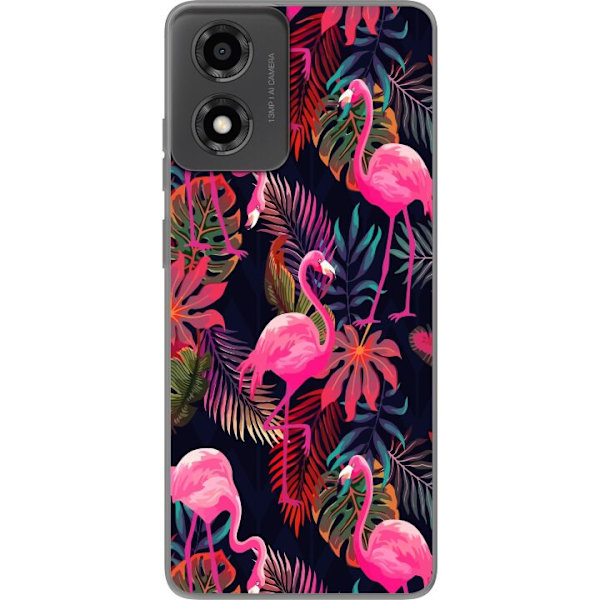 Motorola Moto E14 Genomskinligt Skal Flamingo