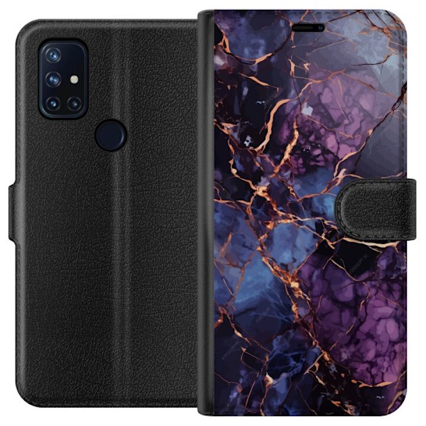 OnePlus Nord N10 5G Lommeboketui Marmor Blå Lilla