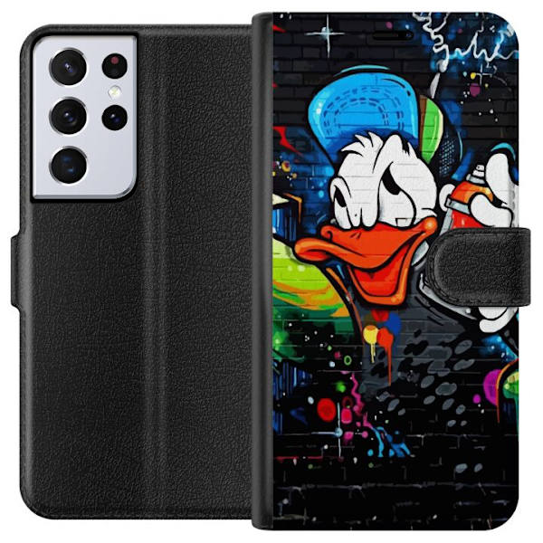 Samsung Galaxy S21 Ultra 5G Lompakkokotelo Kalle Anka Graffiti Disney Design Hauska Lasten Motiivi Väri Graafinen Suosittu Sarja Ikoninen Disney-hahm