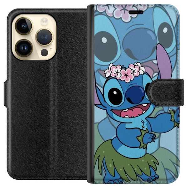 Apple iPhone 14 Pro Tegnebogsetui Stitch under Stjernerne - Magisk Anime-stil