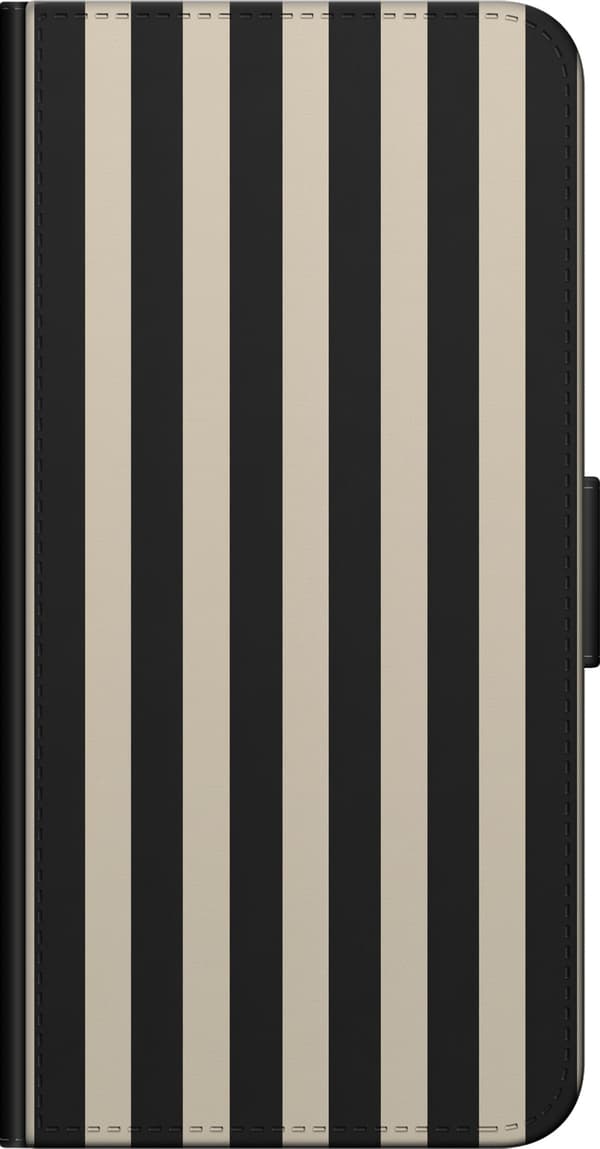 Kompatibel Tegnebogsetui til OnePlus 9 Pro Sortbeige striber sort