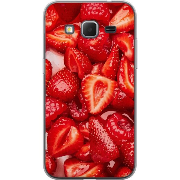 Samsung Galaxy Core Prime Genomskinligt Skal Jordgubbsmönster – sött motiv med sommarkänsla