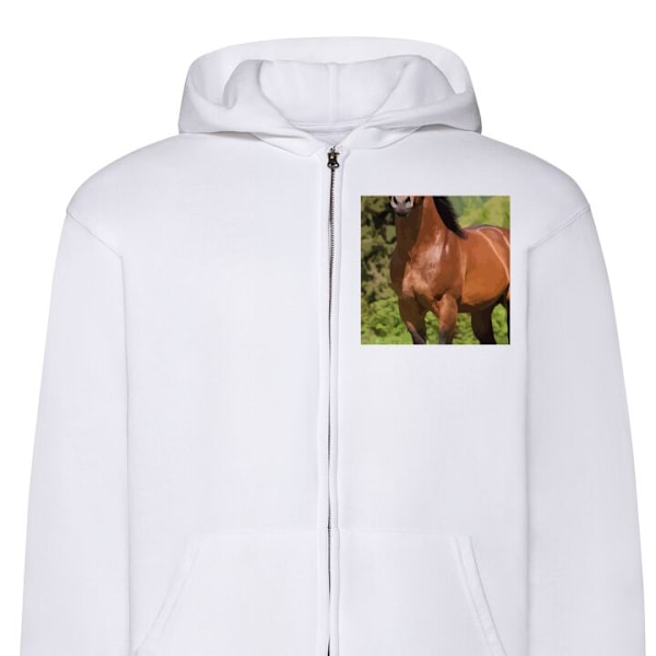 Zip-Hoodie | Huvtröja med Dragkedja för Vuxna Häst vit M