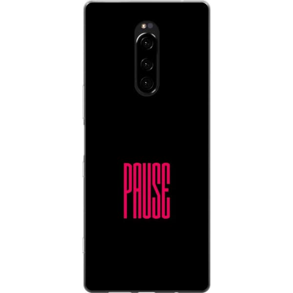 Kompatibelt Mobilskal till Sony Xperia 1 Pause text svart