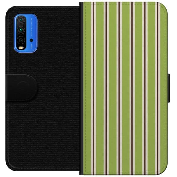 Kompatibelt Plånboksfodral till Xiaomi Redmi Note 9 4G Matcha Stripe grön