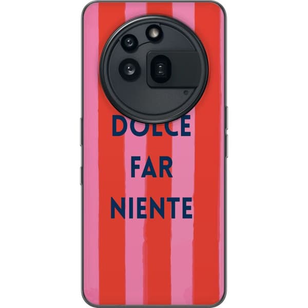 Kompatibelt Mobildeksel til Nothing Phone (3a) Pro Teksten Il Dolce Far Niente i mørkeblått mot håndmalte rosa og røde striper rosa