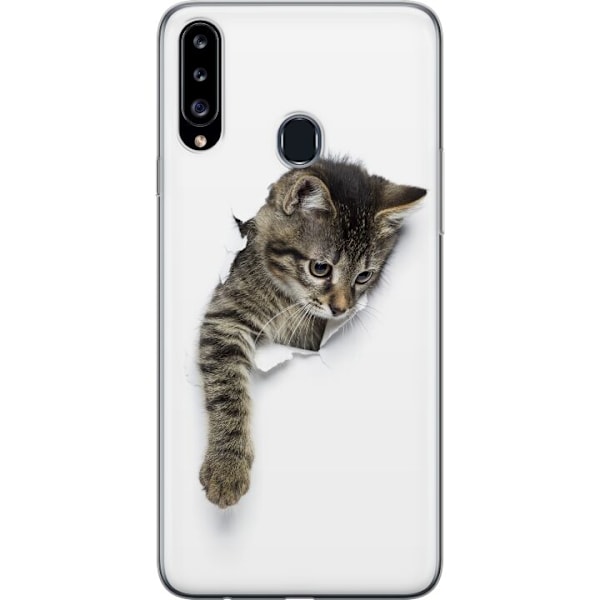 Samsung Galaxy A20s Läpinäkyvä kuori Utelias Kissanpentu