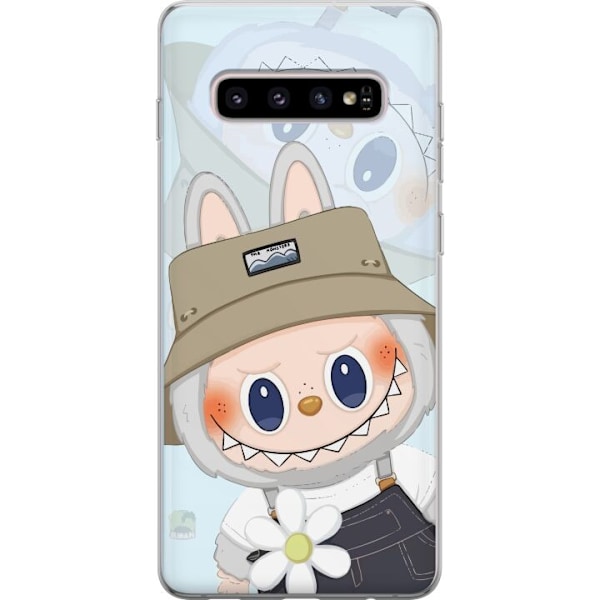 Samsung Galaxy S10+ Läpinäkyvä kuori Labubu hattuineen - Pop Mart -hahmo Mr. Butcher retrotyylillä ja luonteella