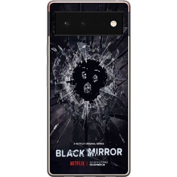 Google Pixel 6 Läpinäkyvä kuori Black Mirror Sci-Fi Netflix -sarja Dystopia Teknologia Cyberpunk Synkkä TV Videopeli Teema