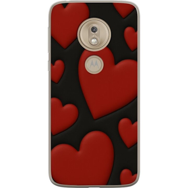 Motorola Moto G7 Play Gennemsigtig cover Rød Fløjlshjerter