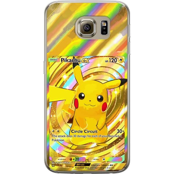 Kompatibelt Mobildeksel til Samsung Galaxy S6 Gullig Pikachu EX samlebilde med regnbueeffekter gull