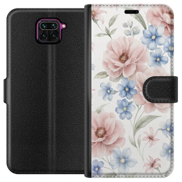 Xiaomi Redmi Note 9 Plånboksfodral Romantiska blommor