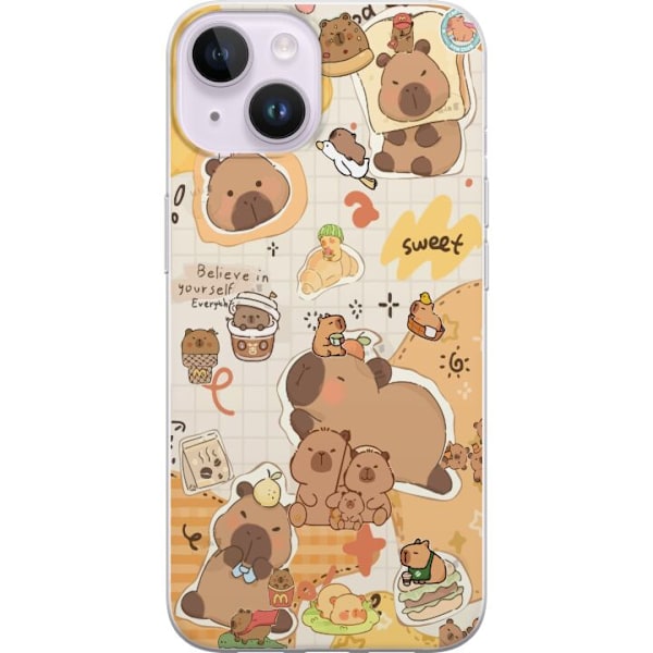 Apple iPhone 14 Läpinäkyvä kuori Kawaii capybara mobilskal med gulliga djurmotiv