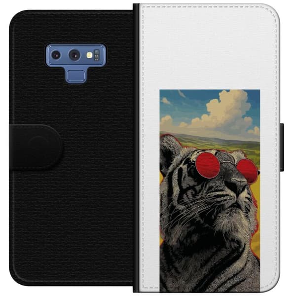 Kompatibel Tegnebogsetui til Samsung Galaxy Note9 Cool tiger med røde solbriller i pop kunststil grå