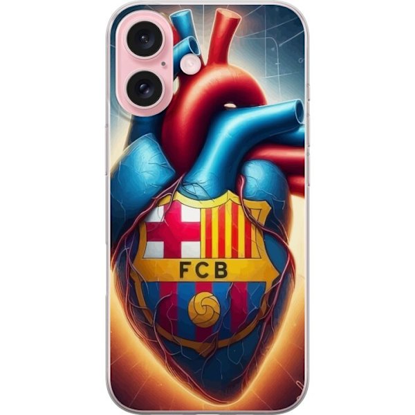 Apple iPhone 16 Genomskinligt Skal FCB Hjärta