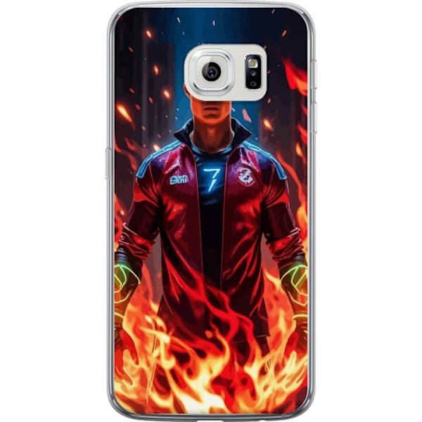 Samsung Galaxy S6 edge Läpinäkyvä kuori Ronaldo Inferno - jalkapallolegenda liekeissä