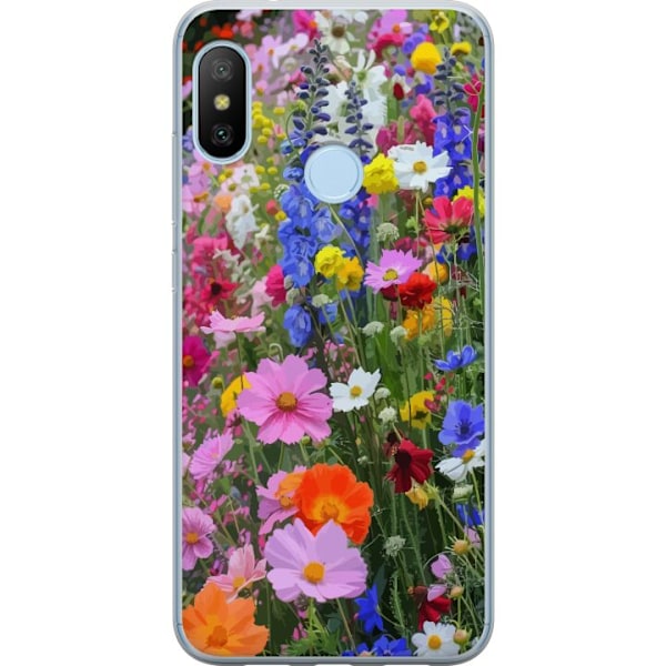 Xiaomi Mi A2 Lite Läpinäkyvä kuori Kukkakuvioinen mobiilikuori kesäisellä niityllä ja luontomaisemalla