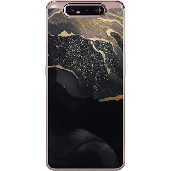 Samsung Galaxy A80 Gennemsigtig cover Sort guld abstrakt