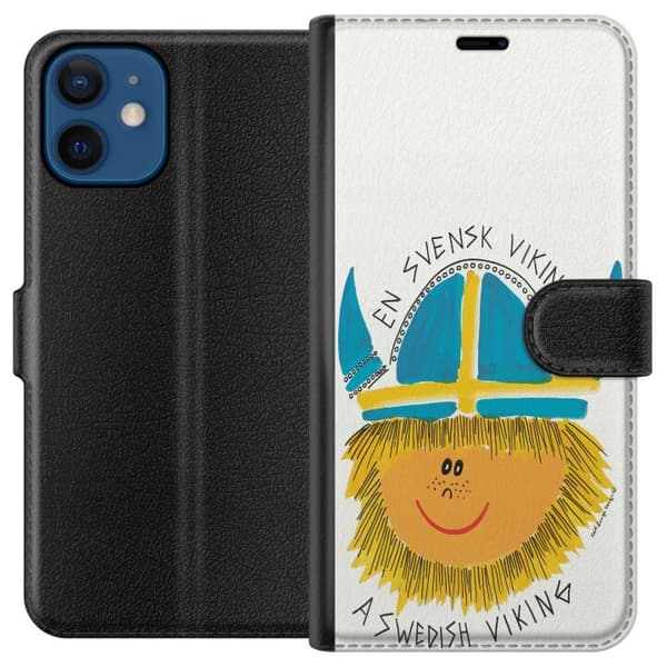 Kompatibelt Plånboksfodral till Apple iPhone 12 Svensk viking vit