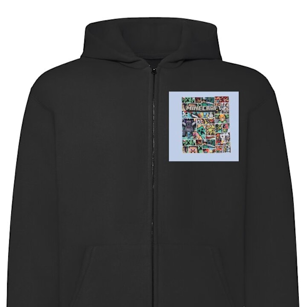 Zip-Hoodie | Huvtröja med Dragkedja för Vuxna Minecraft Art svart XL