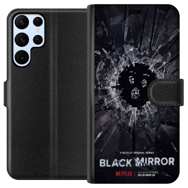 Samsung Galaxy S24 Ultra Lompakkokotelo Black Mirror Sci-Fi Netflix -sarja Dystopia Teknologia Cyberpunk Synkkä TV Videopeli Teema