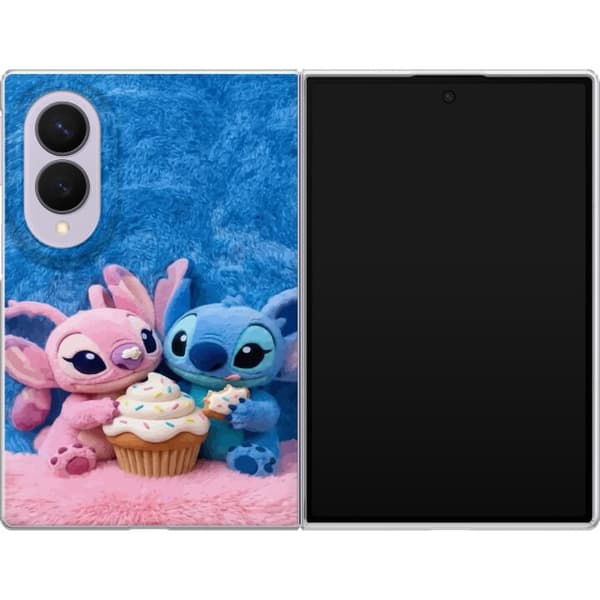 Kompatibelt Mobildeksel til Samsung Galaxy Z Fold8 Søte blå og rosa figurer med stor cupcake og strøssel rosa