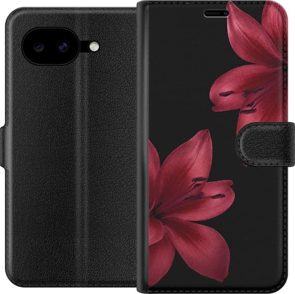 Yhteensopiva Lompakkokotelo Google Pixel 10a Musta liljagrafiikka musta