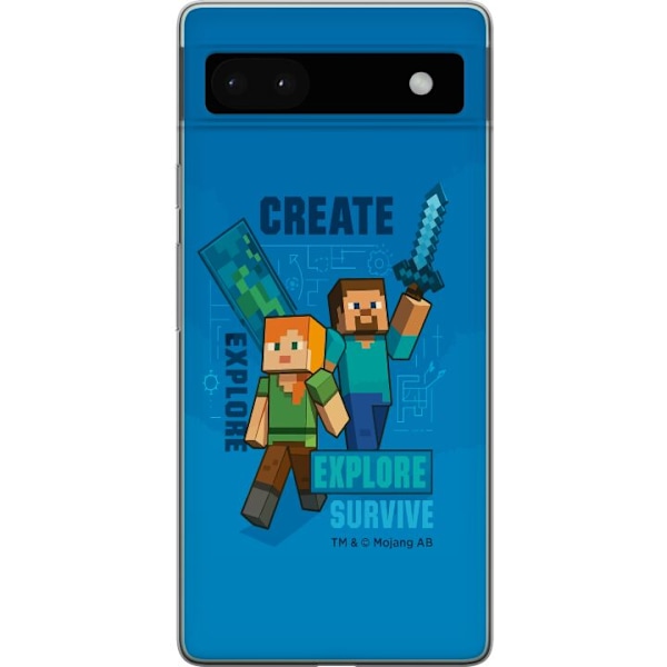 Google Pixel 6a Genomskinligt Skal Minecraft Caves