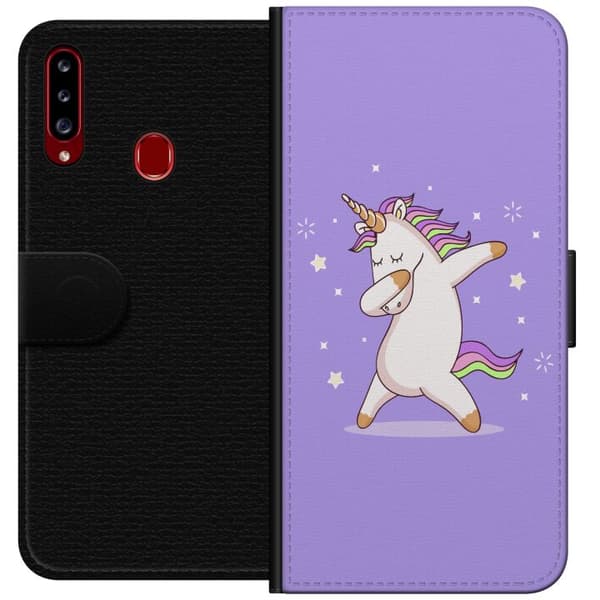 Kompatibel Tegnebogsetui til Samsung Galaxy A20s Enhjørning Dab