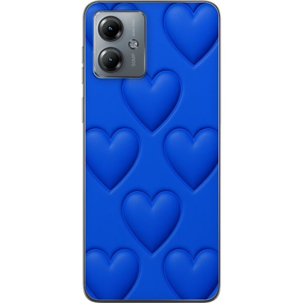 Motorola Moto G14 Läpinäkyvä kuori Siniset Sydämet