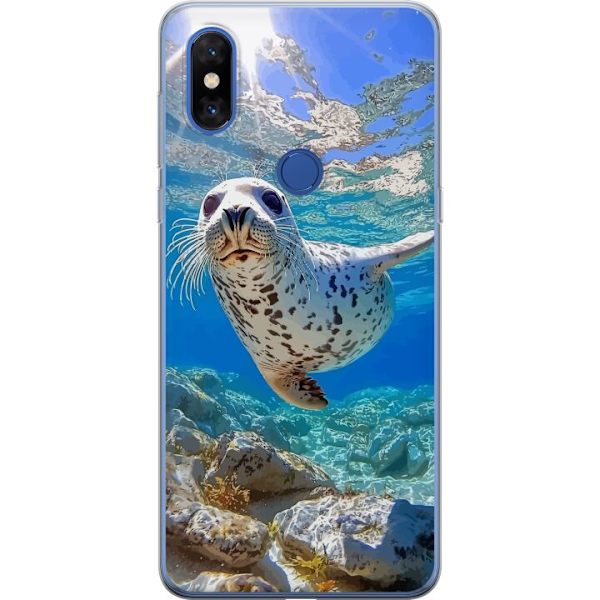 Xiaomi Mi Mix 3 Genomskinligt Skal Säl Hav Simmande Djurmotiv Natur Vattenmotiv Blå Design Marint Tema Populärt Motiv Djurliv
