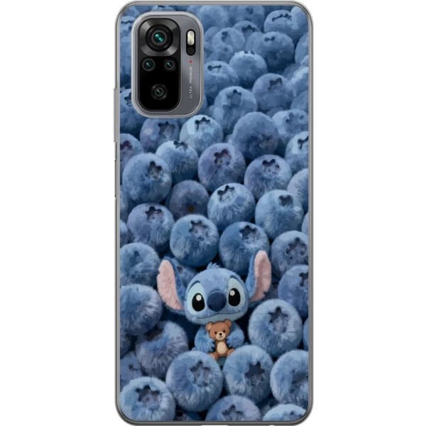 Kompatibelt Mobildeksel til Xiaomi Redmi Note 10 Søt fluffy blå figur med liten bamse blant myke blåbær blå